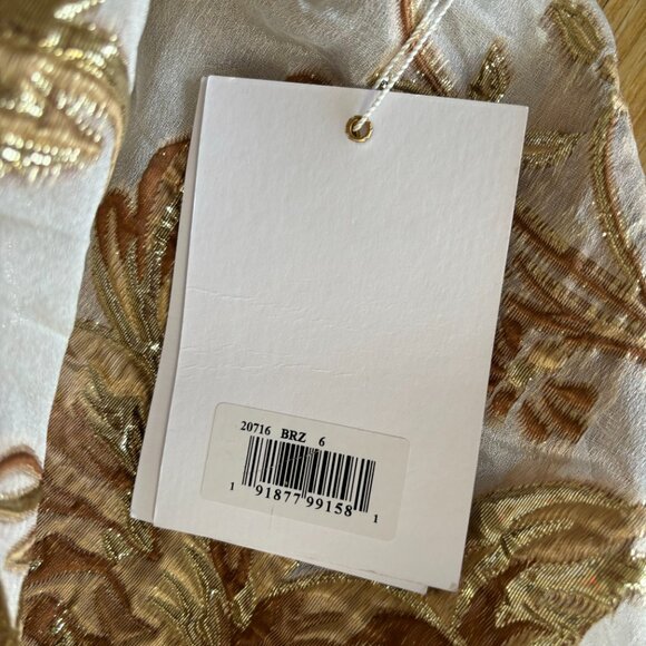 NWT | Mac Duggal Strapless Brocade Fit And Flare Midi Ivory Bronze Dress #20716 - Picture 5 of 7